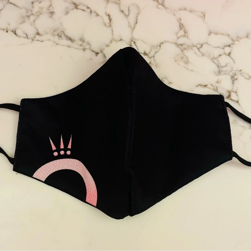 Pandora Black Cloth Face Mask with Pink Logo